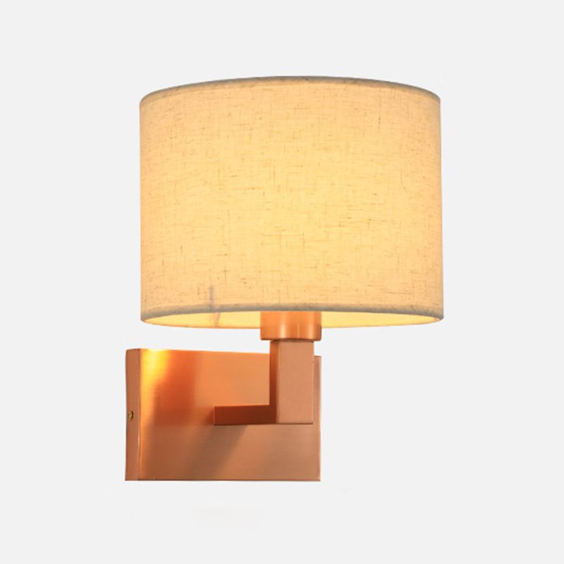 Iron and Fabric Wall Light Post Modern Wall Sconce in Rose Gold Finish
