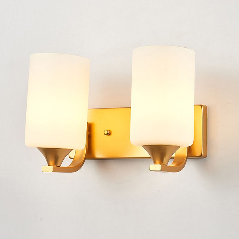 Modern Style Cylinder Shade Wall Light Glass Sconces for Bedroom