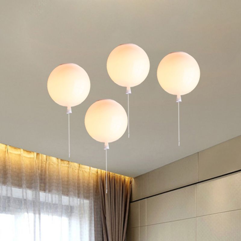 Ballon Shade Pendelleuchte Modernist Style Kunststoff 8"/10" Breite 1 Licht Wohnzimmer Deckenleuchte in Weiß