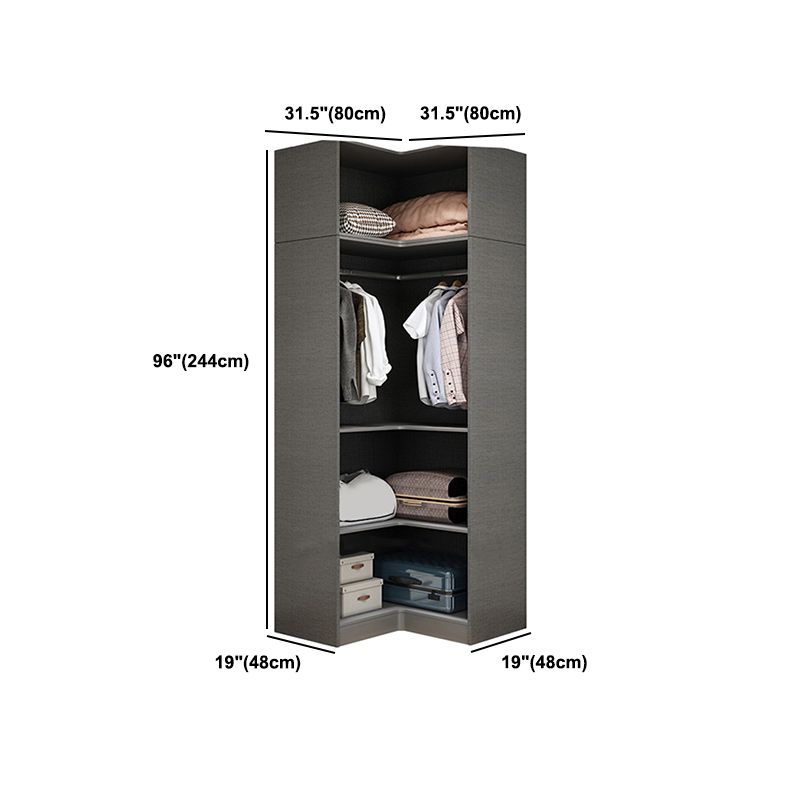 Contemporary Style Wardrobe Gray Colour Wood Wardrobe Closet with Shelves