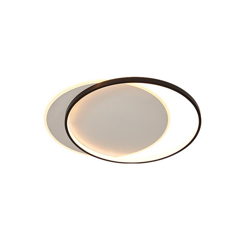 Plafonnier LED circulaire noir en acrylique, simplicité moderne, montage encastré en fer laqué pour chambre à coucher