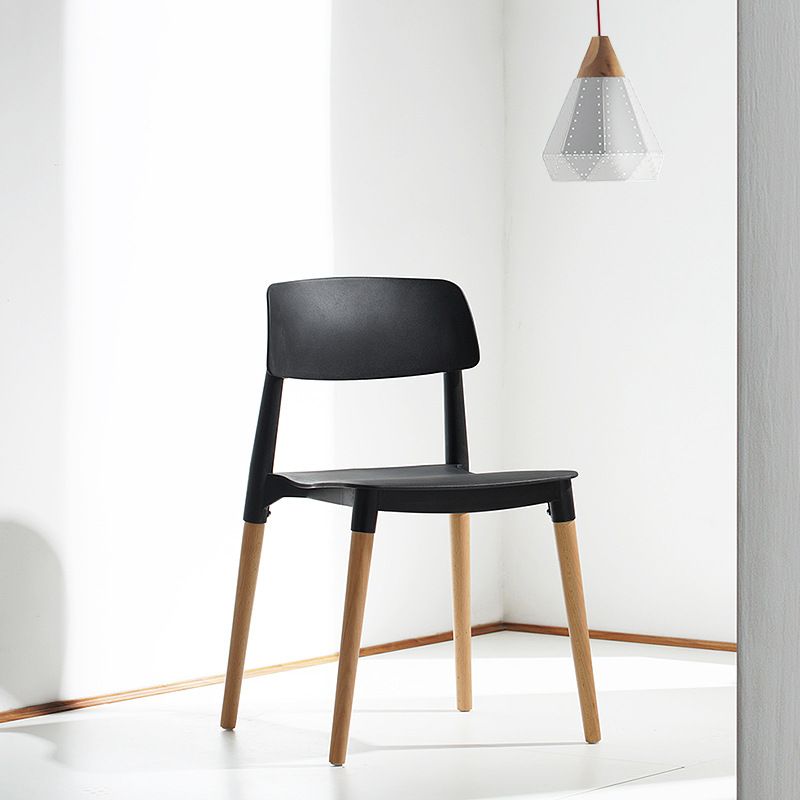 Contemporary Style Dining Chairs Armless Dining Chairs with Wooden Legs for Kitchen