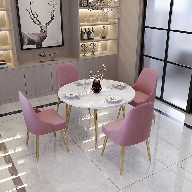 Nordic Glam Round Sintered Stone Table Set 1/3/5/7 Pieces Dining Set