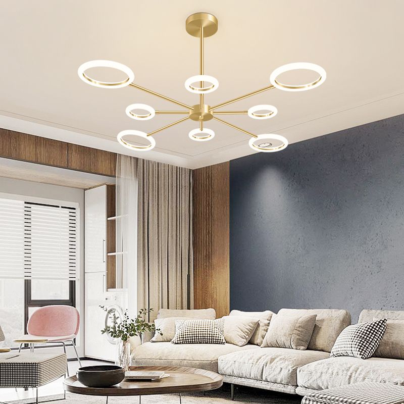Acrylic Gold LED Pendant Light in Modern Artistic Style Lacquered Metal Chandelier for Living Room