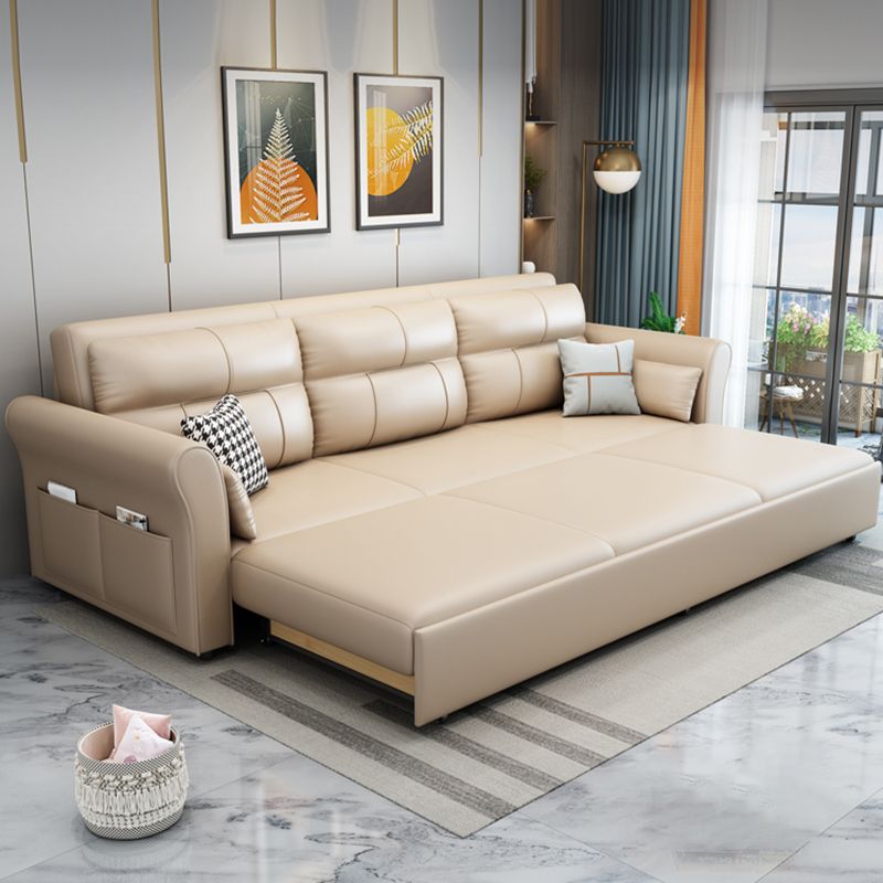 Modern Sleeper Sofa Flared Arms Futon Sleeper Sofa Bed with Storage