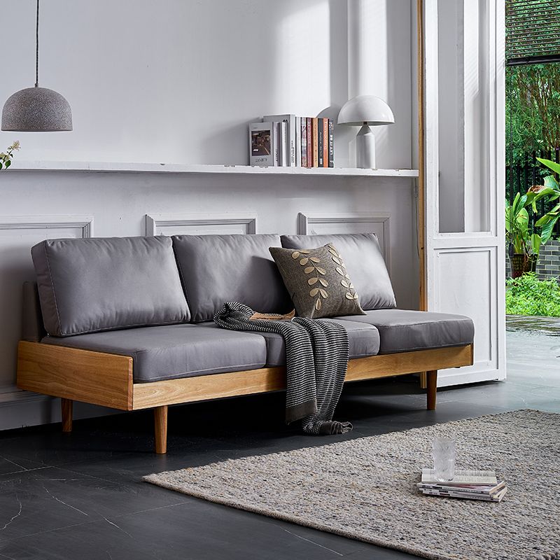 Contemporary Slipcovered Faux Leather Sofa Armless Sofa with Loose Back