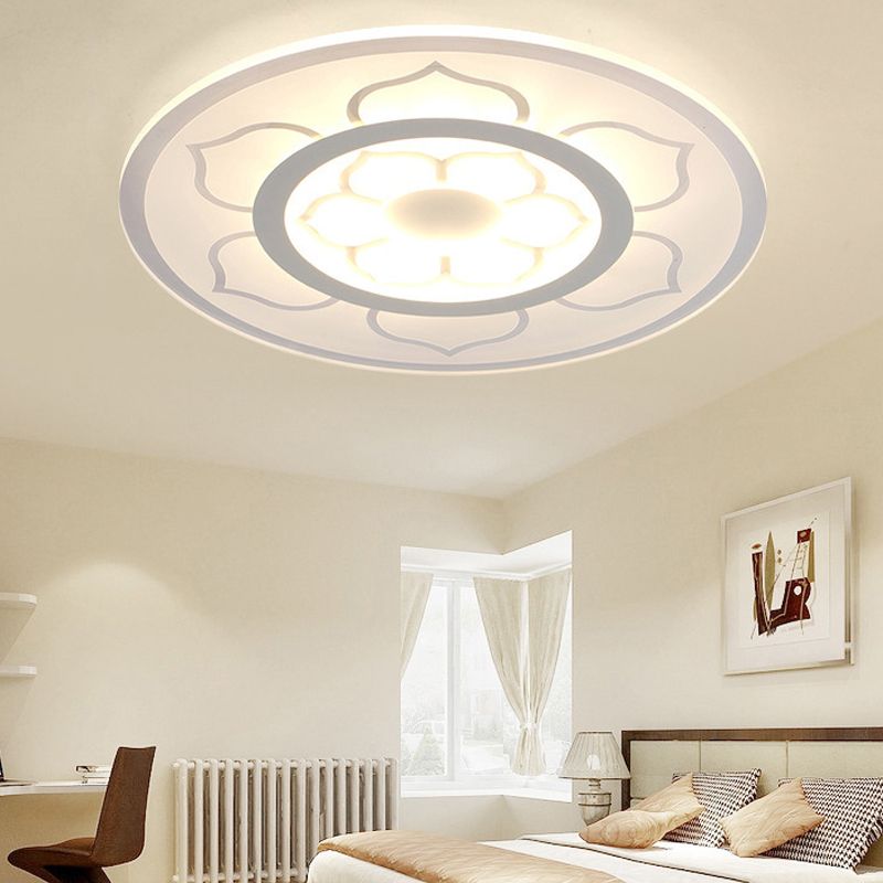 Acrylic Lotus Flush Mount Lamp Simple LED 8"/16.5"/20.5" Wide Ceiling Flush Light in Warm/White Light