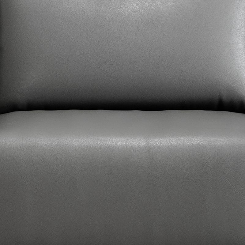 Minimalist 3-Seater Faux Leather Sofa Square Arm Loose Back Sofa
