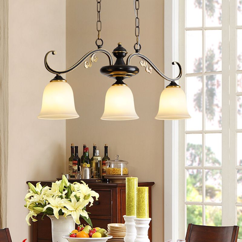 Industrial Pendant Lighting Bell Shape Glass 3 Light Island Ceiling Light