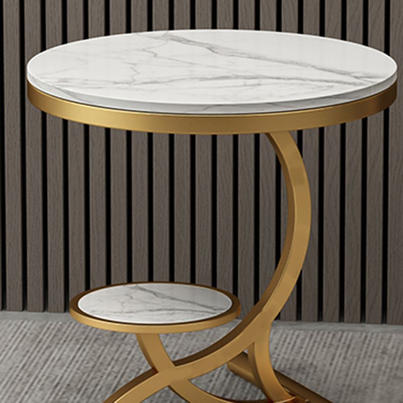 Modern Double Tier Side End Table White Corner Table for Living Room