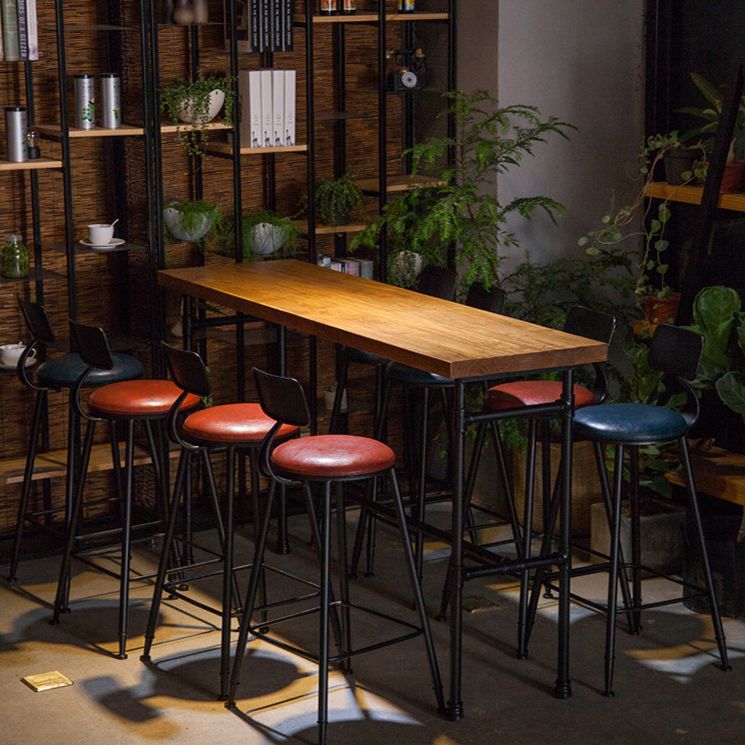 1/9 Pieces Table and Stool Set Solid Wood Counter Height Pub Set