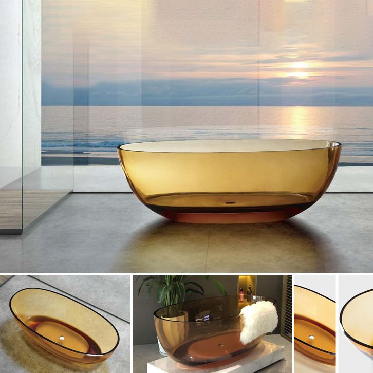 Modern Soaking Freestanding Tub Colorful Oval Bathtub for Home
