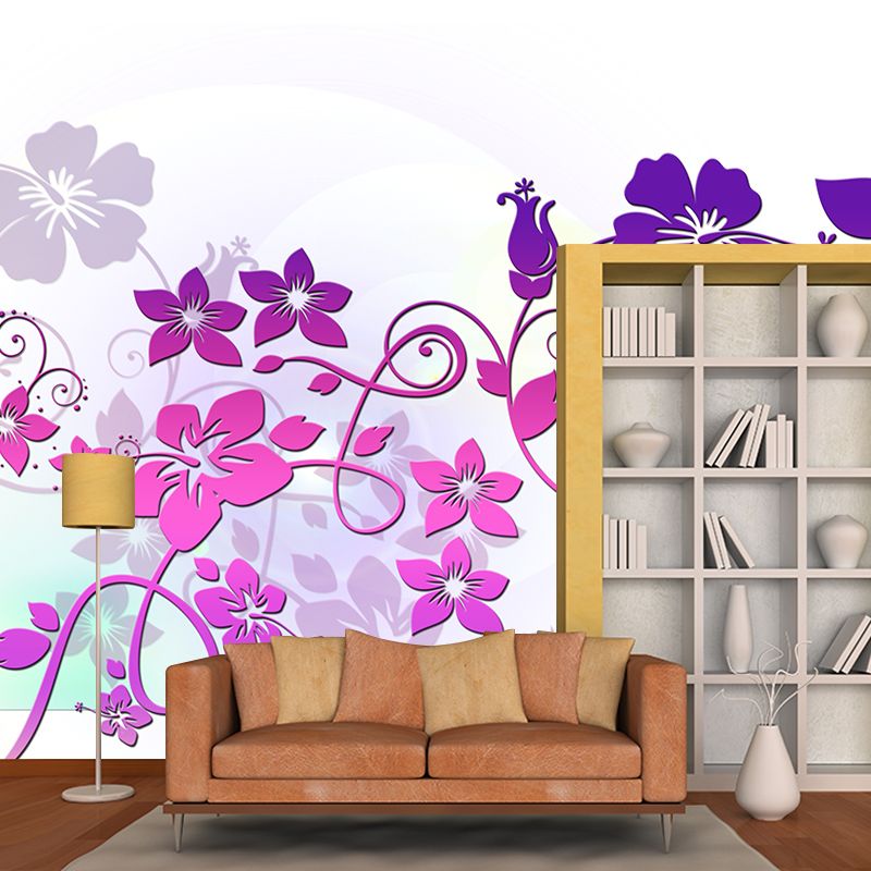 Modern Illustration Mural Wallpaper Flowers Sitting Room Wall Mural