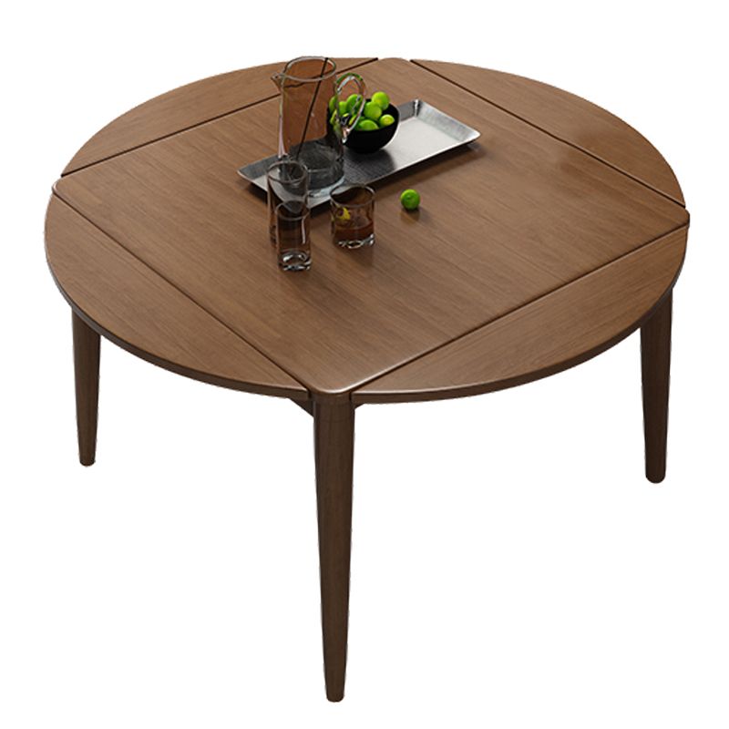 Extendable Round Dining Table Modern Adjustable Square Wooden Table with 4 Legs