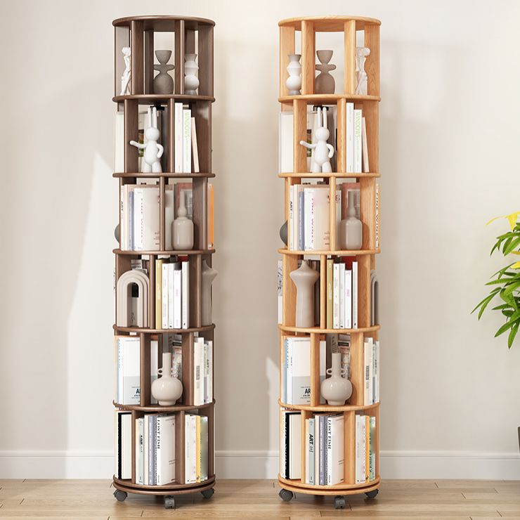 Scandinavian Style Bookshelf with Casters Bookcase for Home Office Study Room