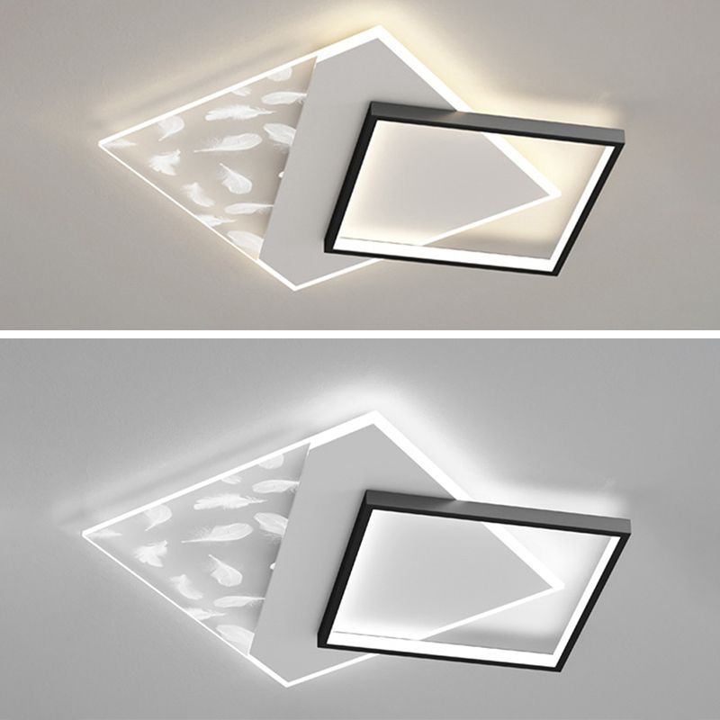 Plumage acrylique encastré moderne noir et blanc LED salon plafonnier fixations