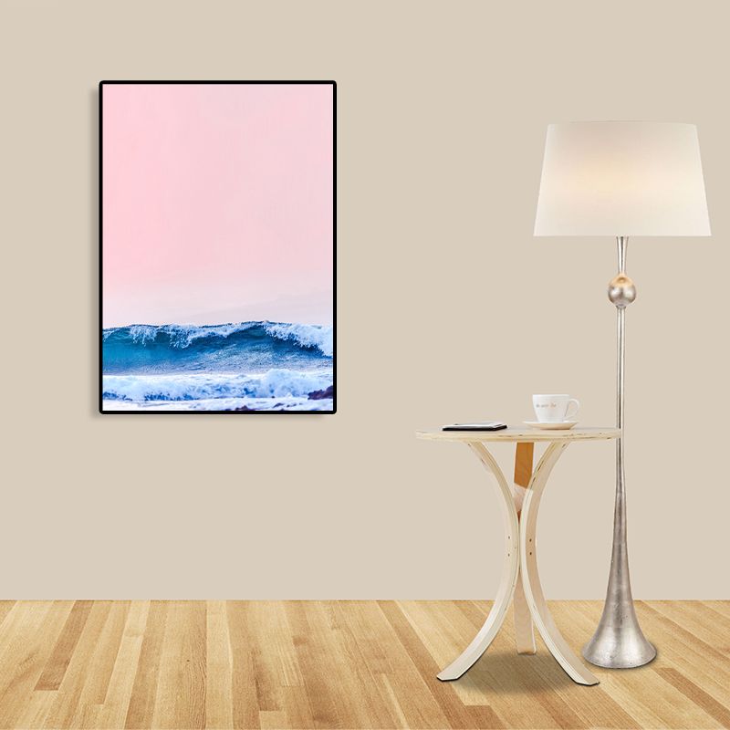 Pittura strutturata in colori pastello su tela con cielo e mare tropicali per sala giochi, dimensioni multiple