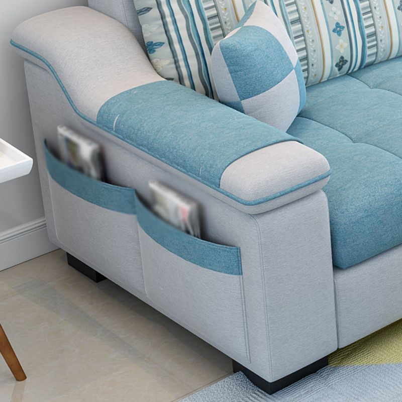 Sloped Arms Sectionals 106.3"D x 57"W x 35.43"H High Back Sofa with Storage for Apartment