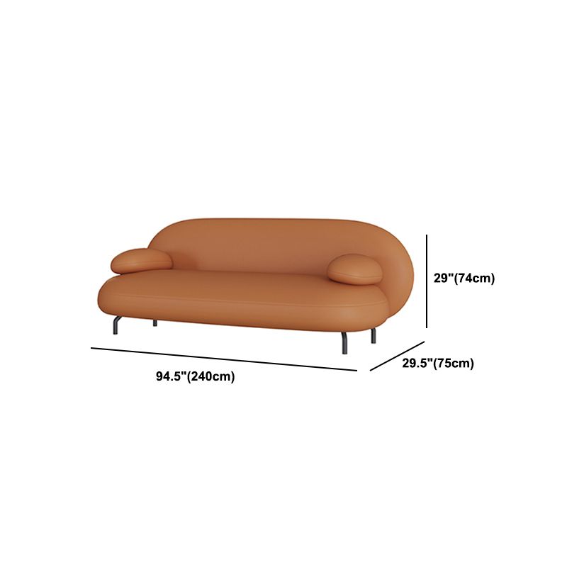 Contemporary Tight Back Settee Bench Pillow Top Arm Sofa Couch in Orange