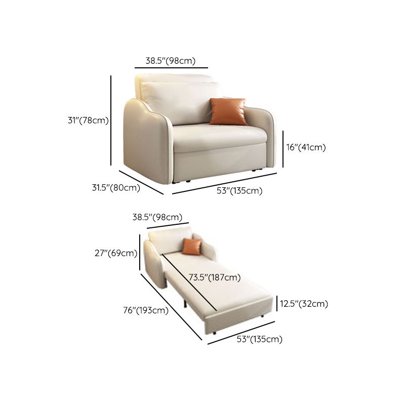 Contemporary Sleeper Sofa Stainless Steel Upholstered Pillow Back Futon Sofa Bed