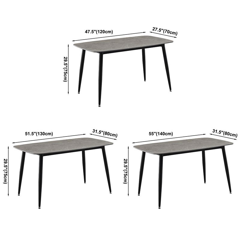 Mesa de comedor rectangular contemporánea Mesa de comedor de piedra sinterizada con 4 patas de metal para comedor