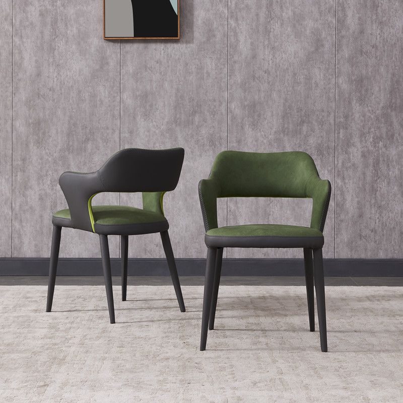 Chaise de salle à manger industrielle en métal, finition métallique, chaise de salle à manger à dossier ouvert
