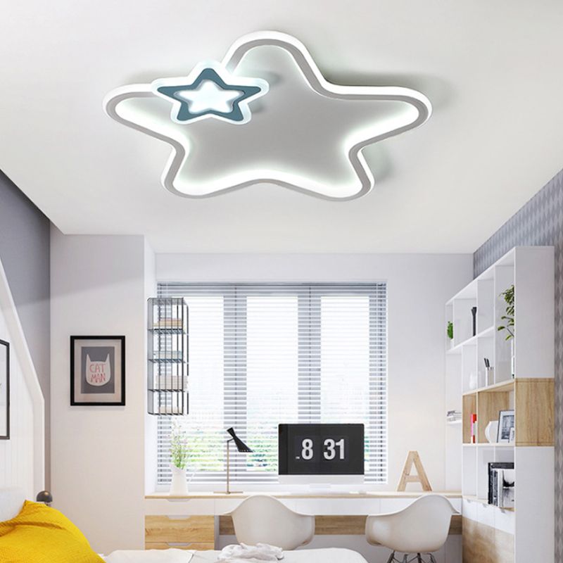 Apparecchio da incasso per bambini a forma di stella in alluminio e acrilico LED per cameretta dei bambini Illuminazione da soffitto nera/bianca, luce calda/bianca