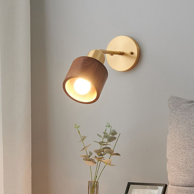 Half Cylinder Shape Wood Wall Light Fixture Modern Style Wall Lamp for Dining Room