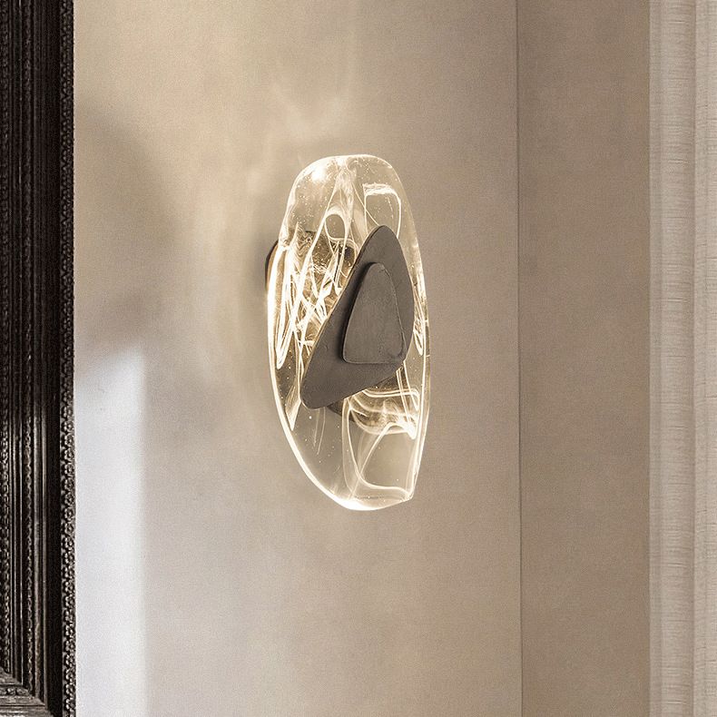 Oval Crystal Glass Wall Sconce Postmodern LED Wall Mounted Light for Living Room