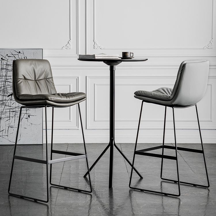 Scandinavian Low Back Home Stool Matte Finish Upholstered Bar Stools
