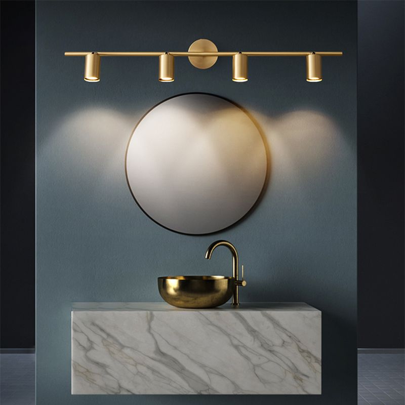 Metal Cylinder Shape Wall Lights Modern Style Multi Light Wall Mount Fixture for Bathroom