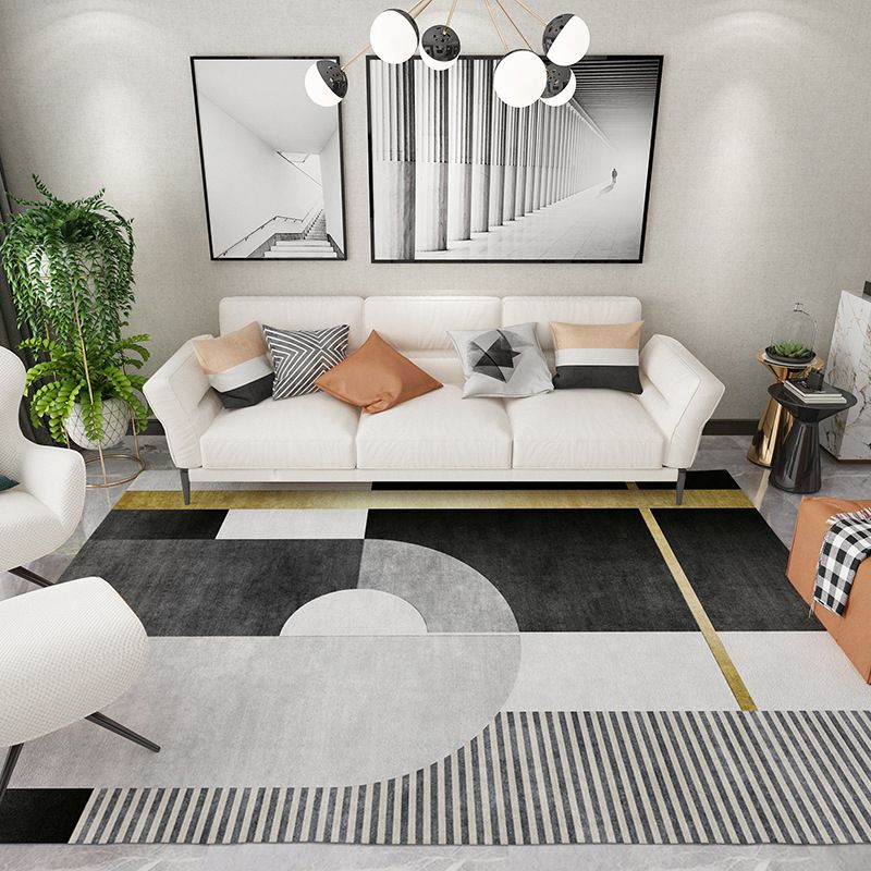 Trendy Home Decor Rug Multi-Color Geometric Area Carpet Polypropylene Anti-Slip Pet Friendly Rug
