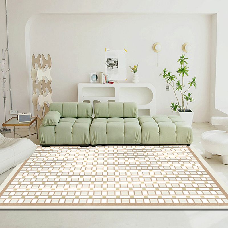 Light Brown Modern Rug Polyester Line Rug Stain Resistant Rug for Home Decor