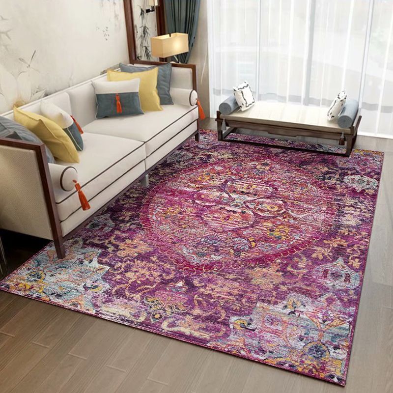 Mid-Century Area Rug Classic Floral Print Carpet Non-Slip Backing Carpet for Living Room