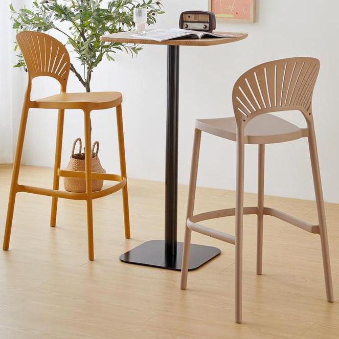 Modern Low Back Bar Stool Plastic Footrest Stackable Counter Stool