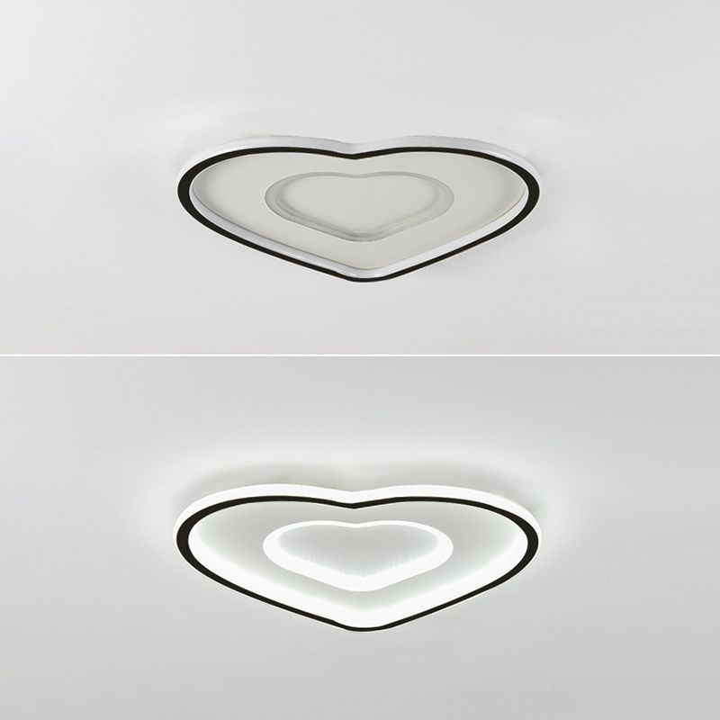 Plafonnier LED minimaliste moderne en aluminium en forme de cœur avec abat-jour en acrylique