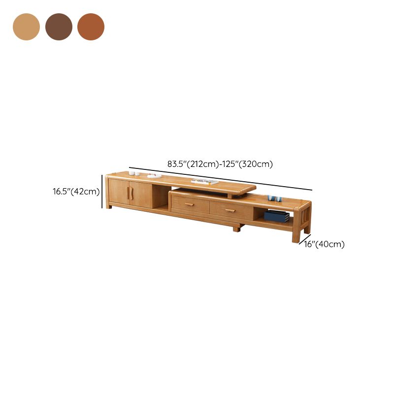 Oak Contemporary Media Console 3 Drawers TV Console with Splayed Wooden Legs