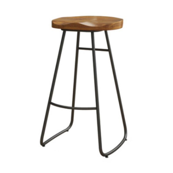 Coffee Shop Industrial Wood Barstool Iron Pedstal Bar Stool with Pedal