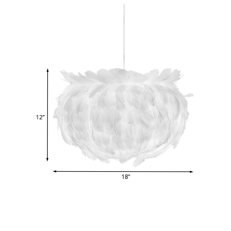 Plafond plume Plafond Light Light Contemporain Fabric 1 tête de suspension blanche tête