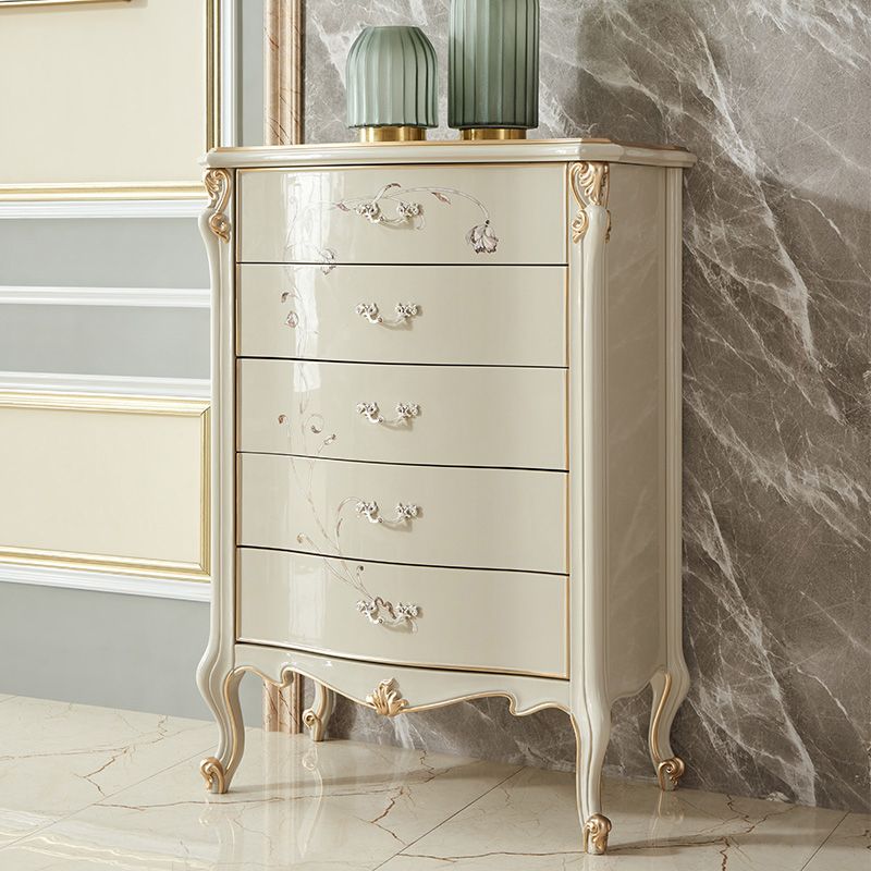 Classic Glam Dresser Wooden Storage Chest Dresser with 5 Drawers
