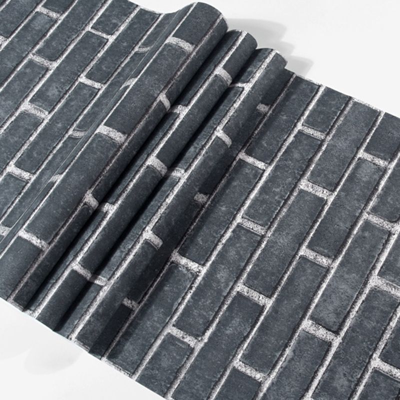 Brick Effect Wallpaper Roll Dark Color Industrial Style Wall Covering for Accent Wall