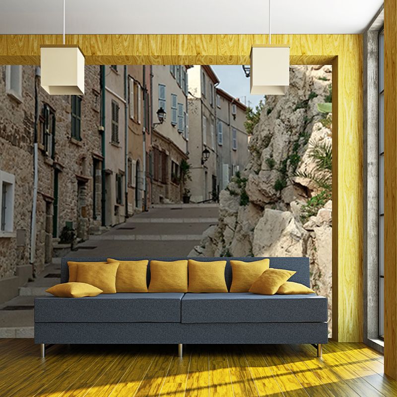 Photography Wall Mural Wallpaper Town Scenery Sitting Room Wall Mural