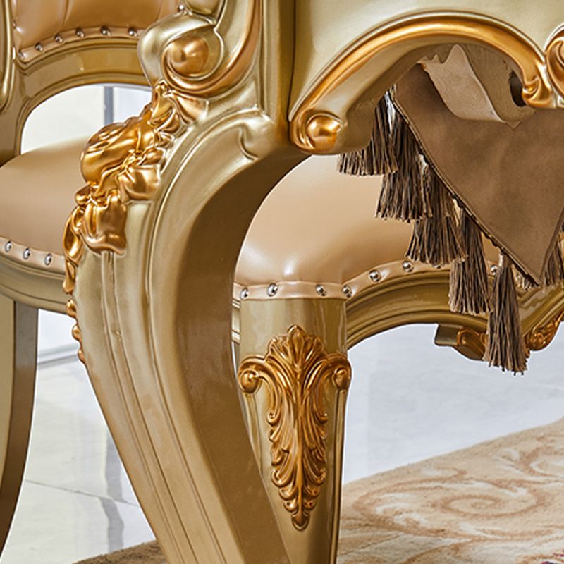 Victorian Marble Dining Table for Restaurant Rectangle Table with 4 Legs in Gold