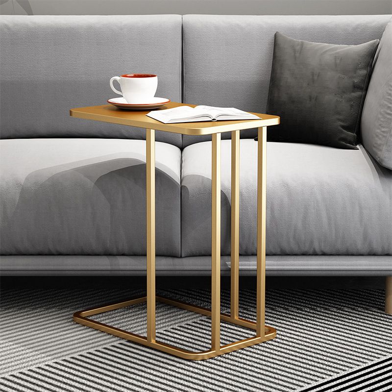 Mid-Century C Side Table Slate/Metal Top Rectangular End Table