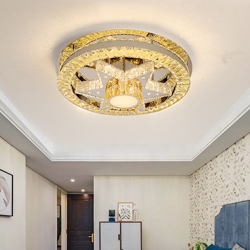 Clover/Star dormitorio semi iluminación de semi modernismo cristal cromo led descarga de techo de techo