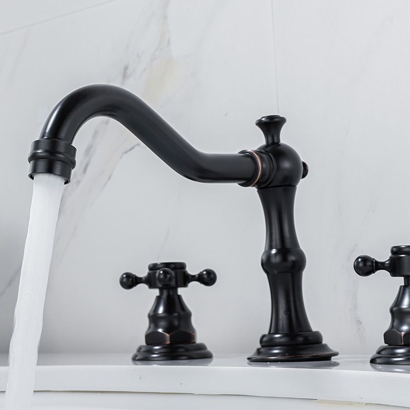Industrial Wide Spread Bathroom Faucet 2 Cross Handles Lavatory Faucet