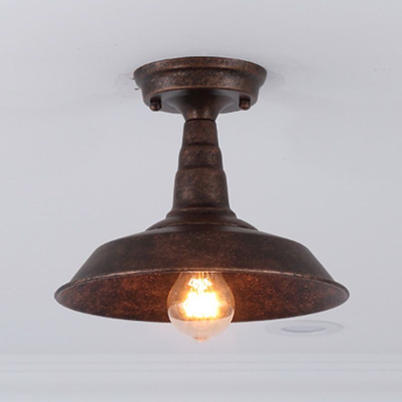 Plafonnier en fer de style industriel, 1 ampoule, plafonnier noir/marron