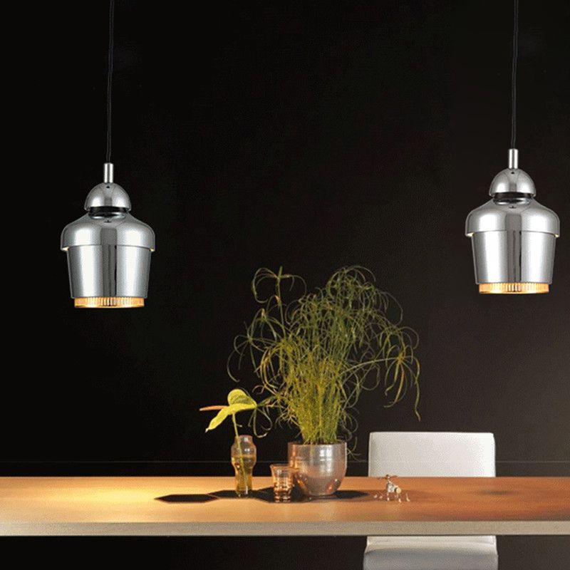 Luz de techo colgante de frasco negro/blanco/cromo moderno 1 luz colgante colgante de hierro ligero