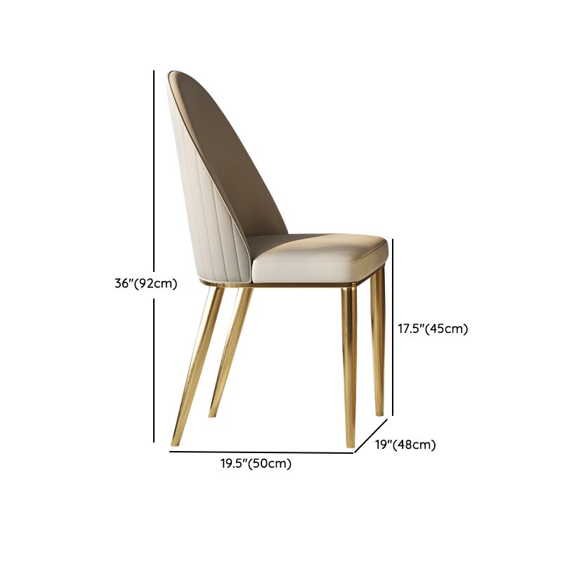 Glam Style Parsons Leather 4 Legs Dining Side Chair for Living Room