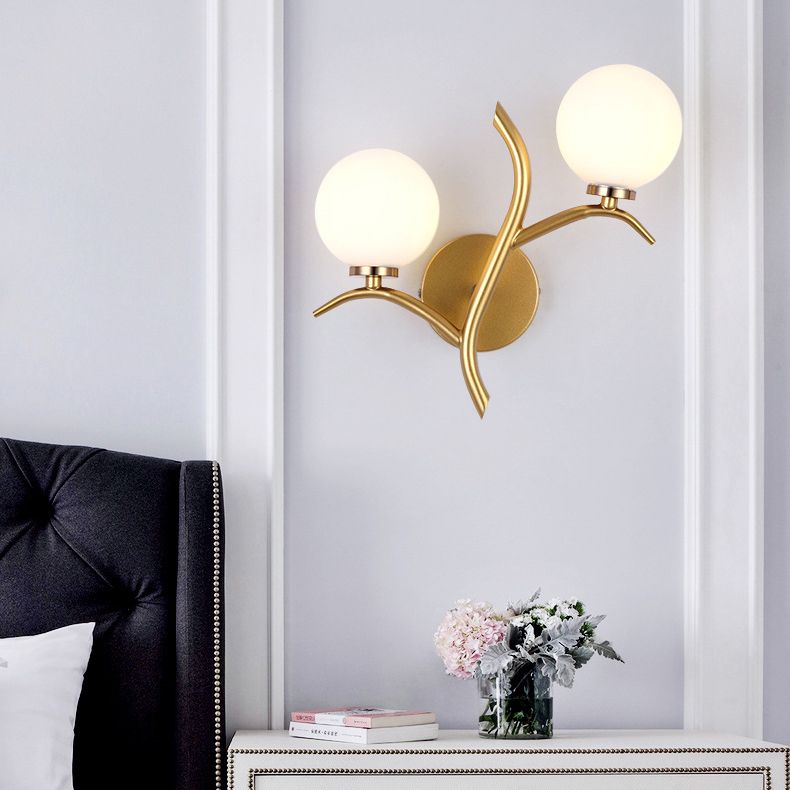 Glass Ball Shade Wall Lighting Fixtures Simple Wall Light Sconce for Bedroom
